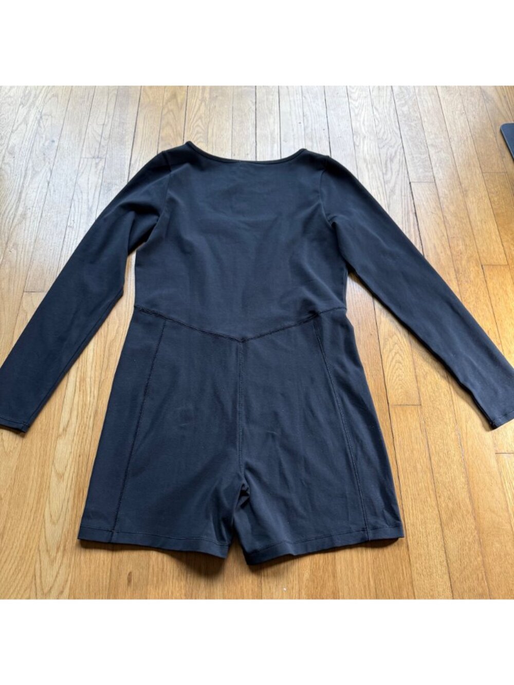 Madewell Size XL NEW True Black Knit Long Sleeve Fitted Biker Unitard Romper - Picture 12 of 12